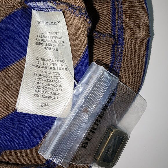 NWOT Burberry Brit Brown & Blue Striped Short Sleeve Knit Top Sz S - Picture 5 of 8